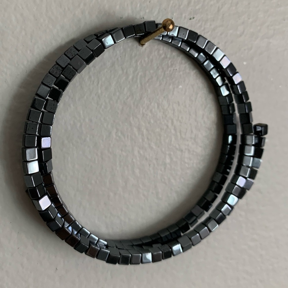 New vintage hematite beads stretchy bangle bracelet